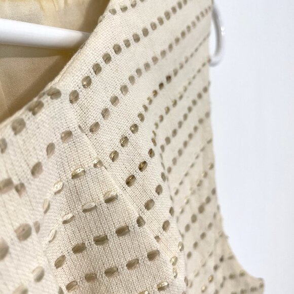 JUICY COUTURE Dash Dress Cream Ivory w/ Beige Nude Gold Embroidered Sheath Dress - Picture 6 of 16